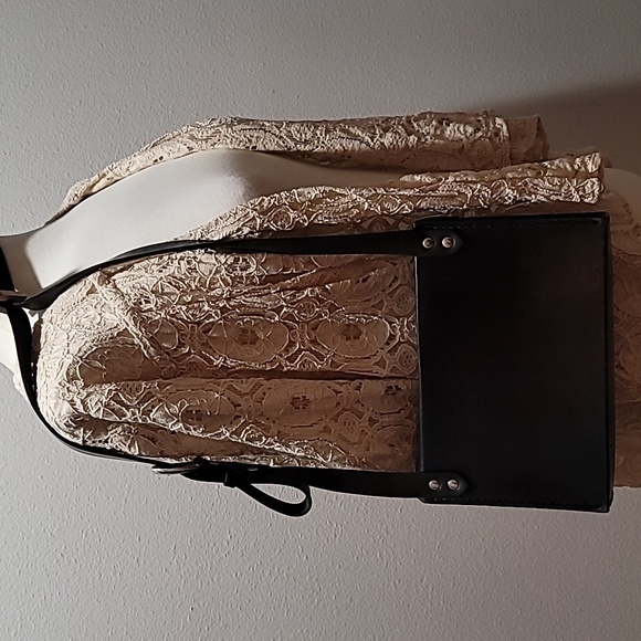 Vintage Black Leather Crossbody Bag 80s Punk Grunge Rock Indie Sleaze Rare Purse - Picture 4 of 16